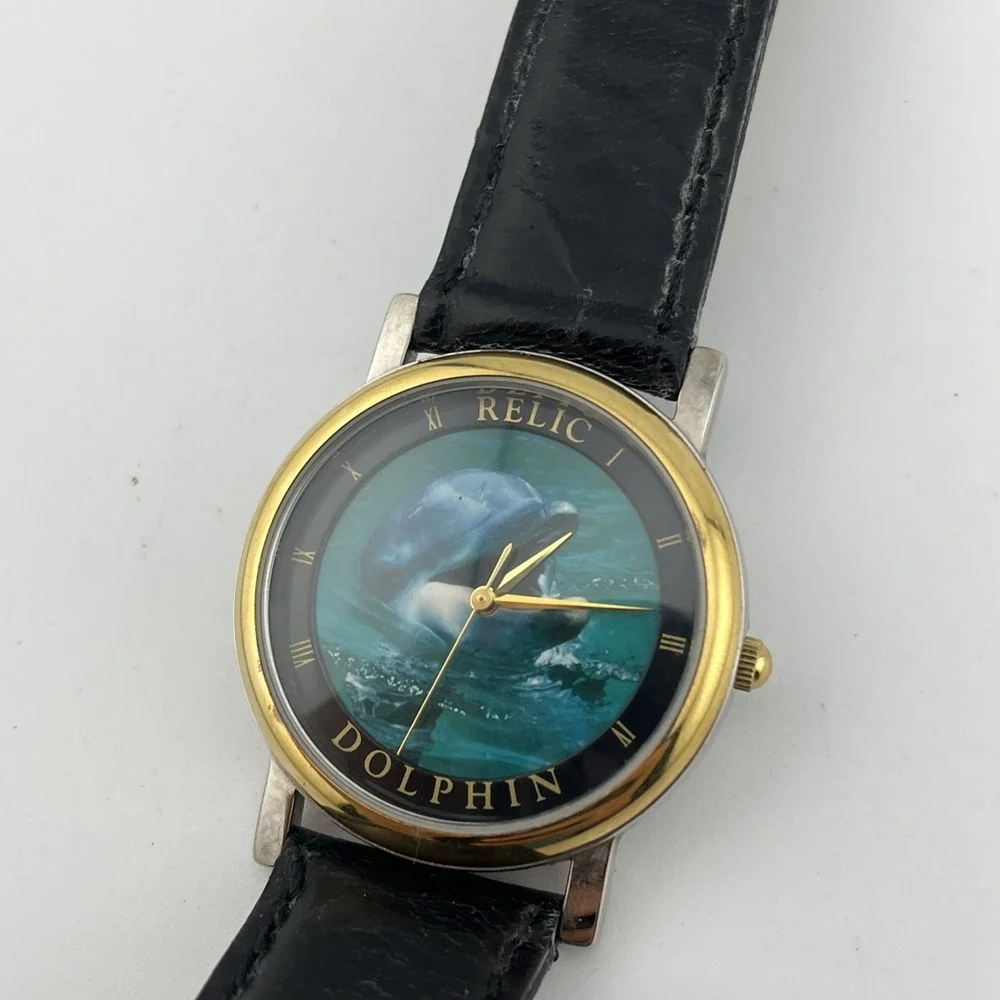 Vintage Relic Dolphin‎ Watch Wildlife Series 33mm Case ZR95002- New Battery